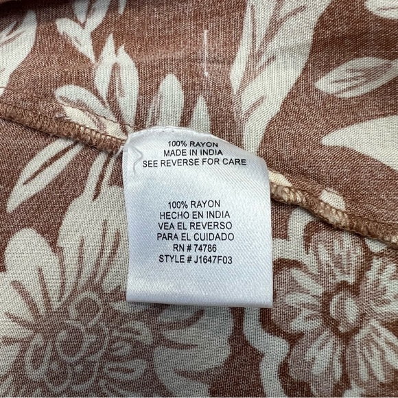 Women Kimono Vacation SwimSuit Cover up Open Front Brown Floral One Size - Picture 7 of 10